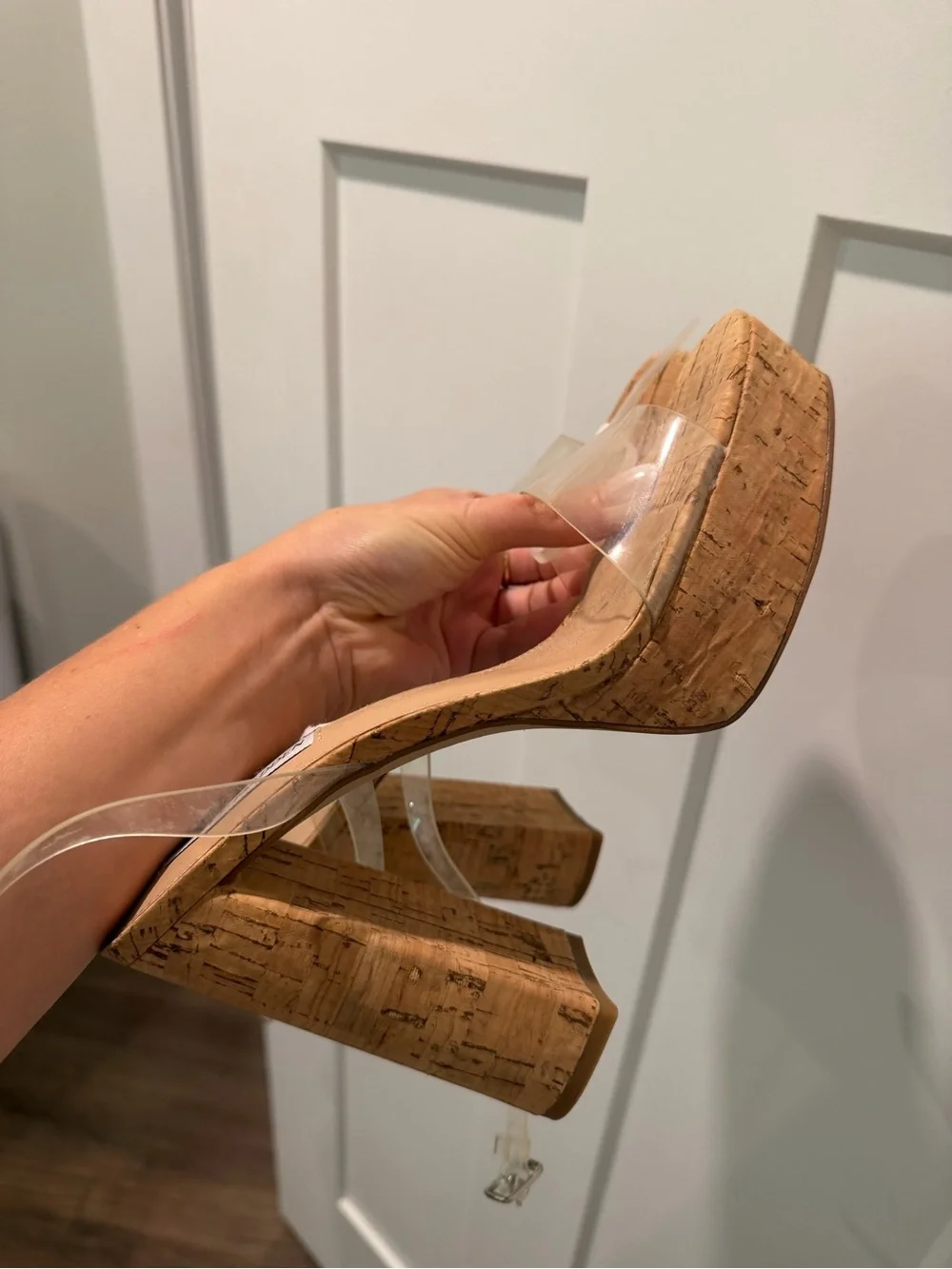 Steve Madden Clear Strap Cork Platform Sandals